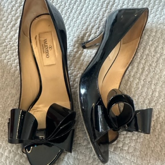 VALENTINO kitten heels black patent couture bow D'orsay - Picture 5 of 7